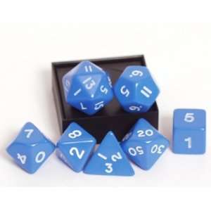  Blue Opaque 7 piece Dice Set Toys & Games