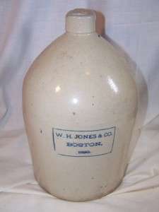   Stoneware Jug W.H.Jones & Co. Boston 1896 Crock House Decor Kitchen