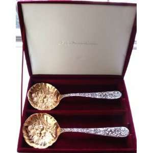   American Silversmiths Gold & Silver Set of 2 Serving Spoons In Box