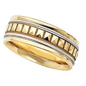  7.75mm Two Tone Design Band (14K Yellow/White Gold, 8 