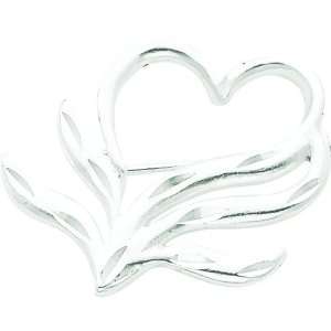    Sterling Silver Diamond Cut Heart Pin Brooch Jewelry Jewelry