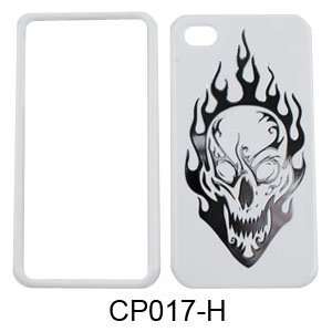   CASE COVER SKIN CHROME SKULL FIRE WHITE Cell Phones & Accessories