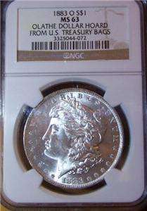 1883 O Morgan Silver Dollar NGC MS 63 Olathe Hoard Collection US 