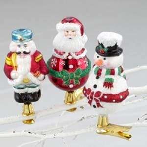  Pack of 18 Santa, Snowman & Nutcracker Glass Clip On 