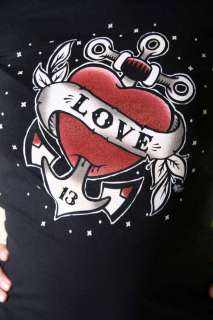 LUCKY 13 Love Anchor Tattoo Anker Rockabilly T shirt  