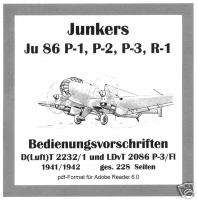 Junkers Ju 86 P 1, P 2, P 3 und R 1 Bedienungsvorschrif  