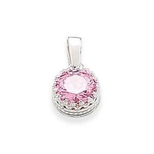  Round Pink CZ/Crown Edge Pendant Jewelry