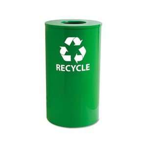   Steel Recycling Receptacle, 33 Gallons, Yellow/Green