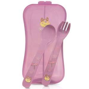  Bebe Dubon Fork and Spoon with Travel Case, Violet Baby
