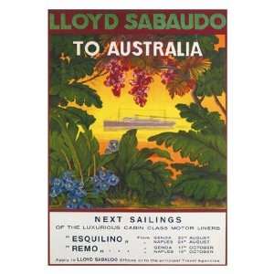 Lloyd Sabaudo To Australia by Unknown 24x36 