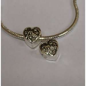  925 Sterling Silver Mom Charm Bead for Bracelet or 