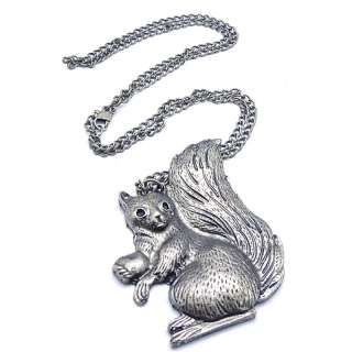 Retro Vintage Cute Squirrel Pendant 27 Long Necklace Chain P0128 