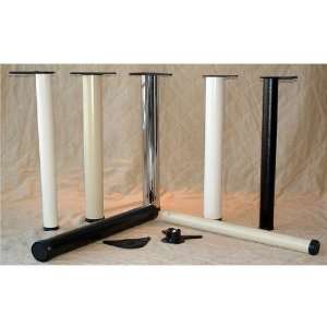 Best Brackets Tubular Steel Table Leg 60mm (2 3/8 inch ) Dia., White 
