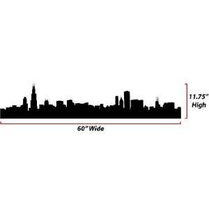   Chicago Skyline Silhouette  Large  Vinyl Wall Decal 
