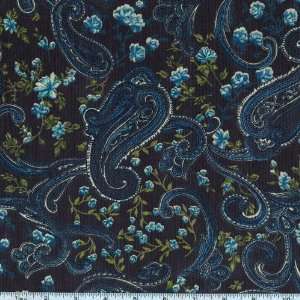  56 Wide Printed Corduroy Picasso Navy/Blue Fabric By The 