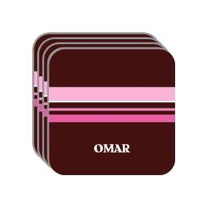 Personal Name Gift   OMAR Set of 4 Mini Mousepad Coasters (pink 