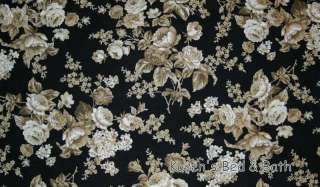 Floral Rose Tan Beige Black Custom Curtain Valance NEW  