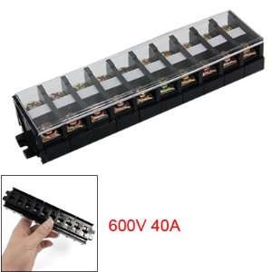   600V 40A Dual Row 10 Positions Screw Terminal Block Strip Electronics