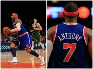 Camelo Anthony #7 Hardwood Classics NBA New York Knicks blue Away 