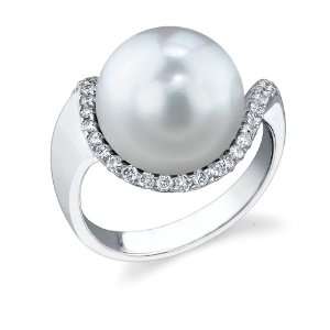  12mm South Sea Pearl & Diamond Swing Ring Jewelry