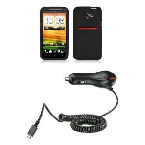 HTC EVO 4G LTE (Sprint) Premium Combo Pack   Black Silicone Skin Case 
