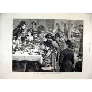   1885 Penny Dinner Boarding School Children Food Table