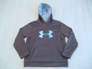 NEW Under Armour Boys Cold Gear Gray Logo Hoodie Sweatshirt L  