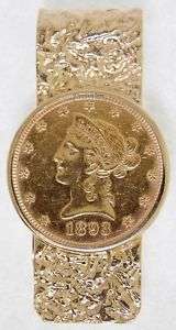 1893 Gold Coin Nugget Money Clip 22k 14k  