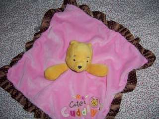 Disneys Cute and Cuddly Winnie the Pooh Security Blanket Rattle Lovey 