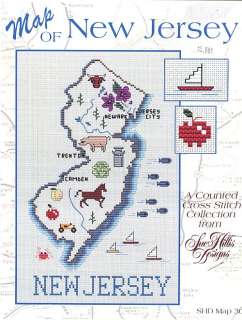 Map Of New Jersey Sue Hillis Cross Stitch Pattern  