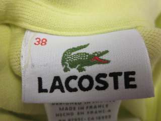 LACOSTE Lime Green Short Sleeve Polo Shirt Top Sz 38  