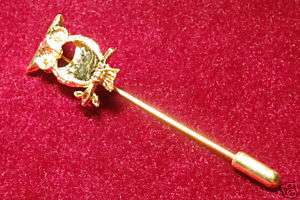 Wise Owl Stick Pin Gold Plate w Clutch (Pkg12) GO 1415  