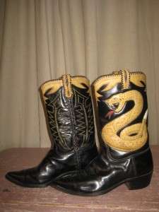 Vintage Custom Don Quijote Rare Black Leather Rattlesnake Inlay Cowboy 
