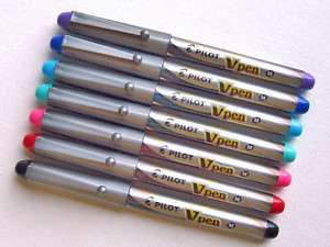 Set of 7 PILOT Pre inked Disposable V Fountain Pens  