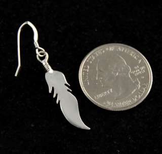 Medium Feather Dangle Earrings Sterling Silver .925 Solid Jewelry 