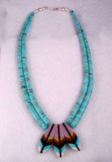   American Feather Turquoise Heishi Necklace, Rudy Mary Coriz  