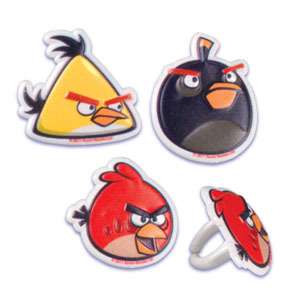 12 ANGRY BIRDS party CUPCAKE rings FAVORS birthday BALLOONS avail CAKE 