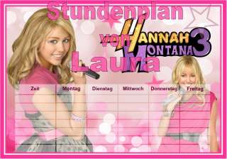 Hannah Montana   STUNDENPLAN   Wunschname ♥ ♥ ♥   