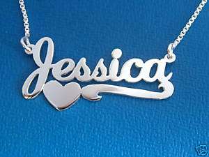 ANY NAME PLATE NECKLACE Jessica Heart Pendant Neckless  