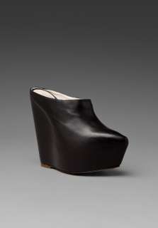 JEFFREY CAMPBELL Zag Slip On Wedge in Black Leather at Revolve 