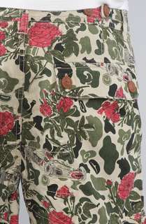 Under Two Flags The Cargo Shorts in Olive Camo Roses  Karmaloop 