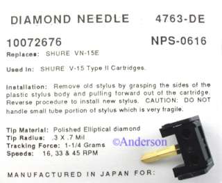 Pfanstiehl 4763 DE needle ( SHURE VN15E ) V 15 Type II  