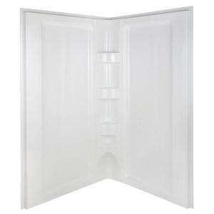 Aqua Glass 42 in. Neo Angle Shower Wall Set in White 403401 at The 