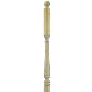 59 in. x 3 in. Unfinished Poplar Ball Top Landing Newel PO4015BT59 at 