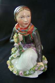 ROYAL COPENHAGEN Overglazed Amager Girl Figurine12412 / Early 1900s 