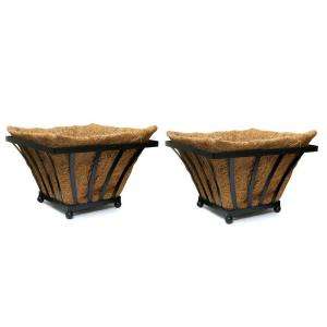 Better Gro12 in. Metal in Black Wrought Iron Coconest Planters (2 Pack 