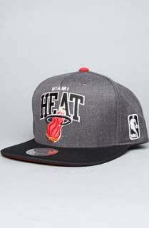 Mitchell & Ness The Miami Heat Arch Logo G2 Snapback Hat in Gray 