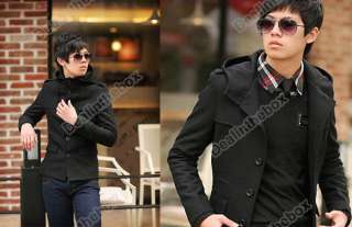   Fashion Men Slim fit Woolen Short Trench Coat Jacket Outerwear 4 Size