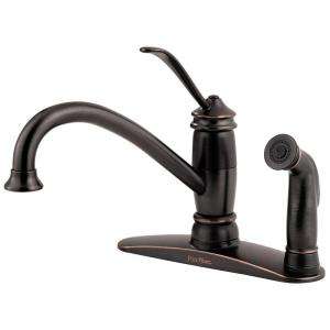 Pfister Brookwood 1 Handle Mid Arc 3 Hole Kitchen Faucet with Side 