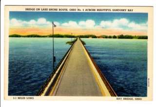 Sandusky Bay Bridge Ohio OH 1949 Old Postcard Ernest Edwards Bethlehem 
